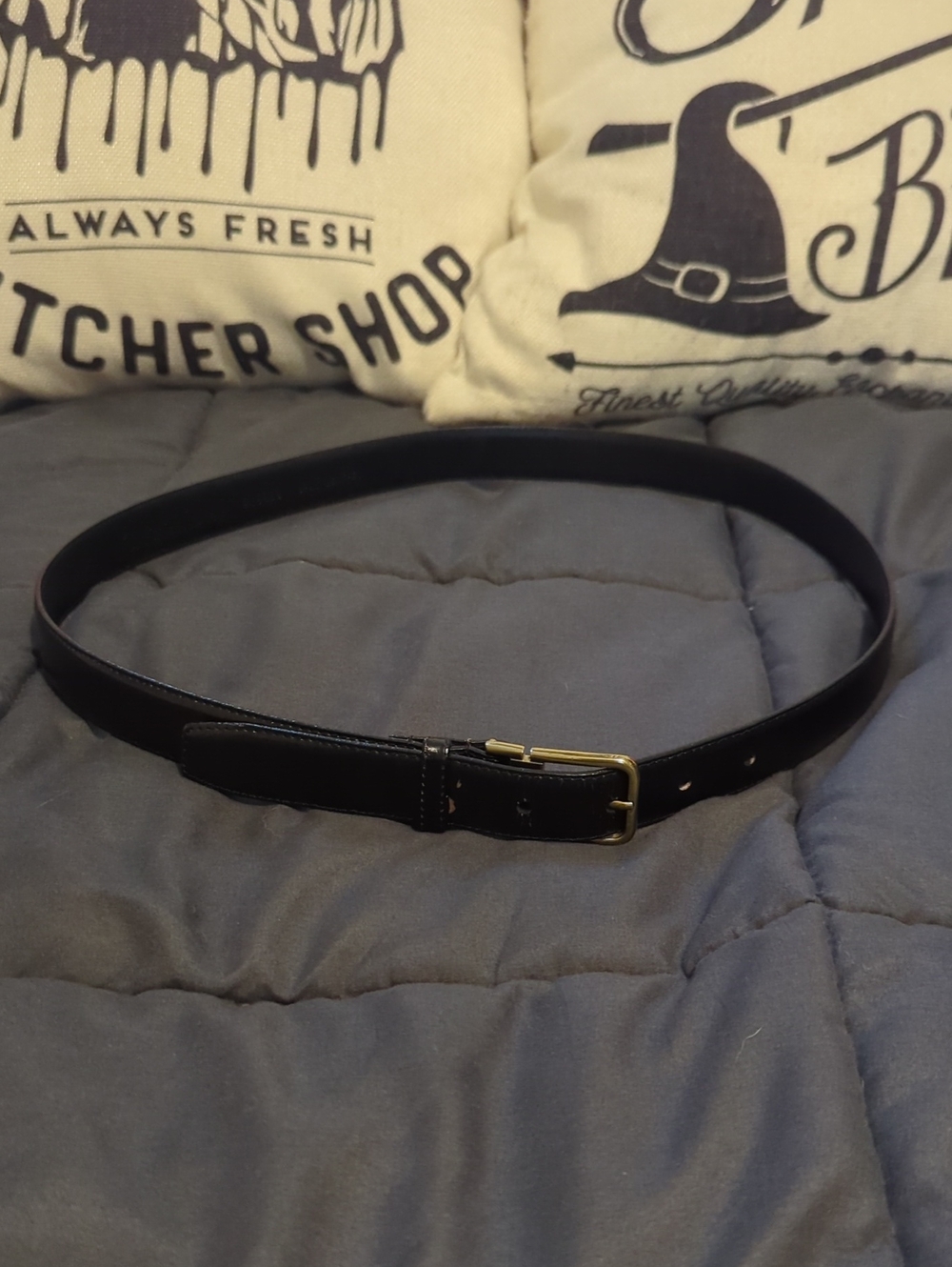 Authentic Christian Dior Black Leather‎ Skinny Belt! Made In France